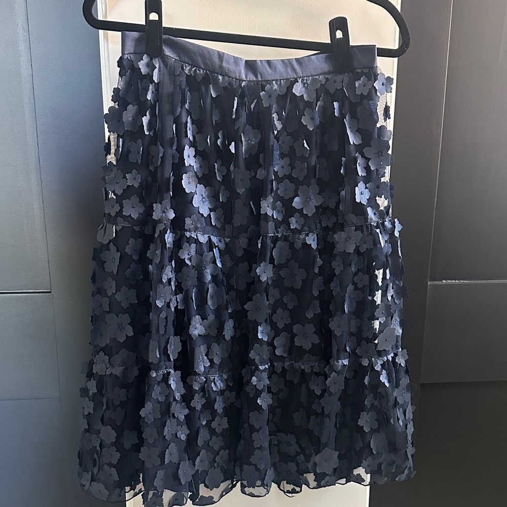Eva Franco Navy Floral A-Line Skirt - Picture 6 of 12